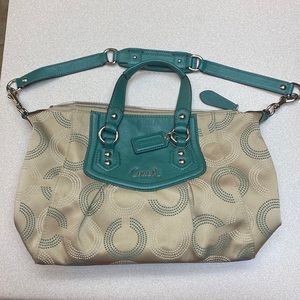 Vintage Coach Ashley carryall. Aegean Teal